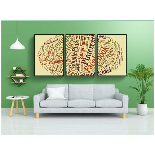 фото Набор модулных постеров для интерьера "социальные медиа, тег, облако" 60x90 см. в тубусе, без рамки lotsprints