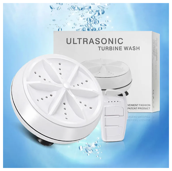 Ультразвуковая мини стиральная машинка Ultrasonic turbine wash (Белая)