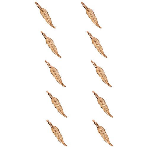 фото Набор подвесок, перышко узкое, длина - 32 мм, ширина - 6, 5 мм, толщина - 1, 6 мм, диаметр отверстия - 1, 5 мм, материал: сплав олова с покрытием "розовое золото (медь)", 10 шт. kaboshon