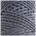 Шнур для вязания без сердечника 100% хлопок, ширина 2мм 100м/95гр (2101 т. серый) - изображение