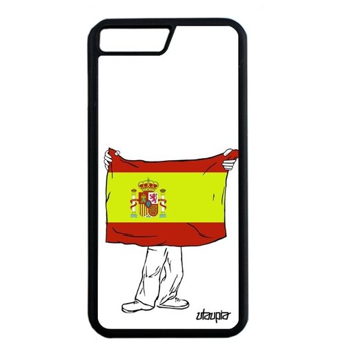 фото Необычный чехол для мобильного // apple iphone 8 plus // "флаг испании с руками" дизайн патриот, utaupia, белый