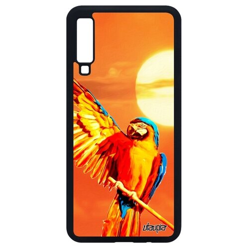 фото Защитный чехол на смартфон // galaxy a7 2018 // "попугай" птица тропики, utaupia, оранжевый