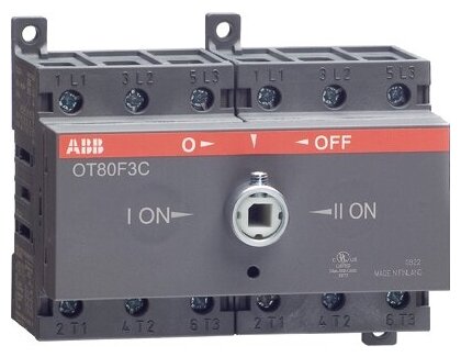 OT80F3C Реверсивный рубильник 3-полюсный 80А (без ручки) ABB, 1SCA105402R1001