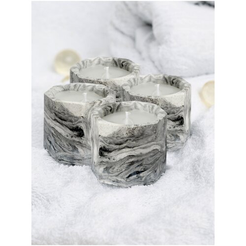 Набор декоративных свечей в гипсе ручная работа свечки для дома интерьерные в гипсовом кашпо 4 шт.