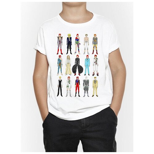 Футболка DreamShirts Studio Мода Дэвид Боуи / David Bowie Для мальчиков Для девочек Детская одежда Белая 9-10 лет DREAM SHIRTS белого цвета