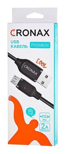 Кабель CRONAX Premium USB - Micro USB, быстрый заряд Fast Charge, 1 м, черный