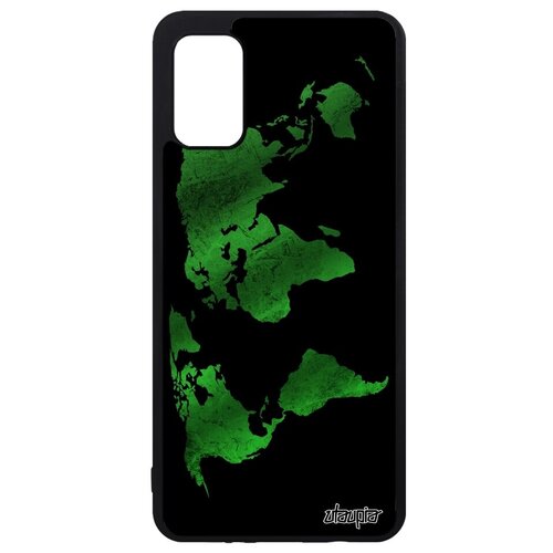 фото Противоударный чехол на телефон // galaxy a41 // "карта мира" материк земля, utaupia, черный