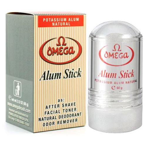 Omega Alum Stic Средство от порезов после бритья и Дезодорант. Натуральный камень Квасец, 60 гр.