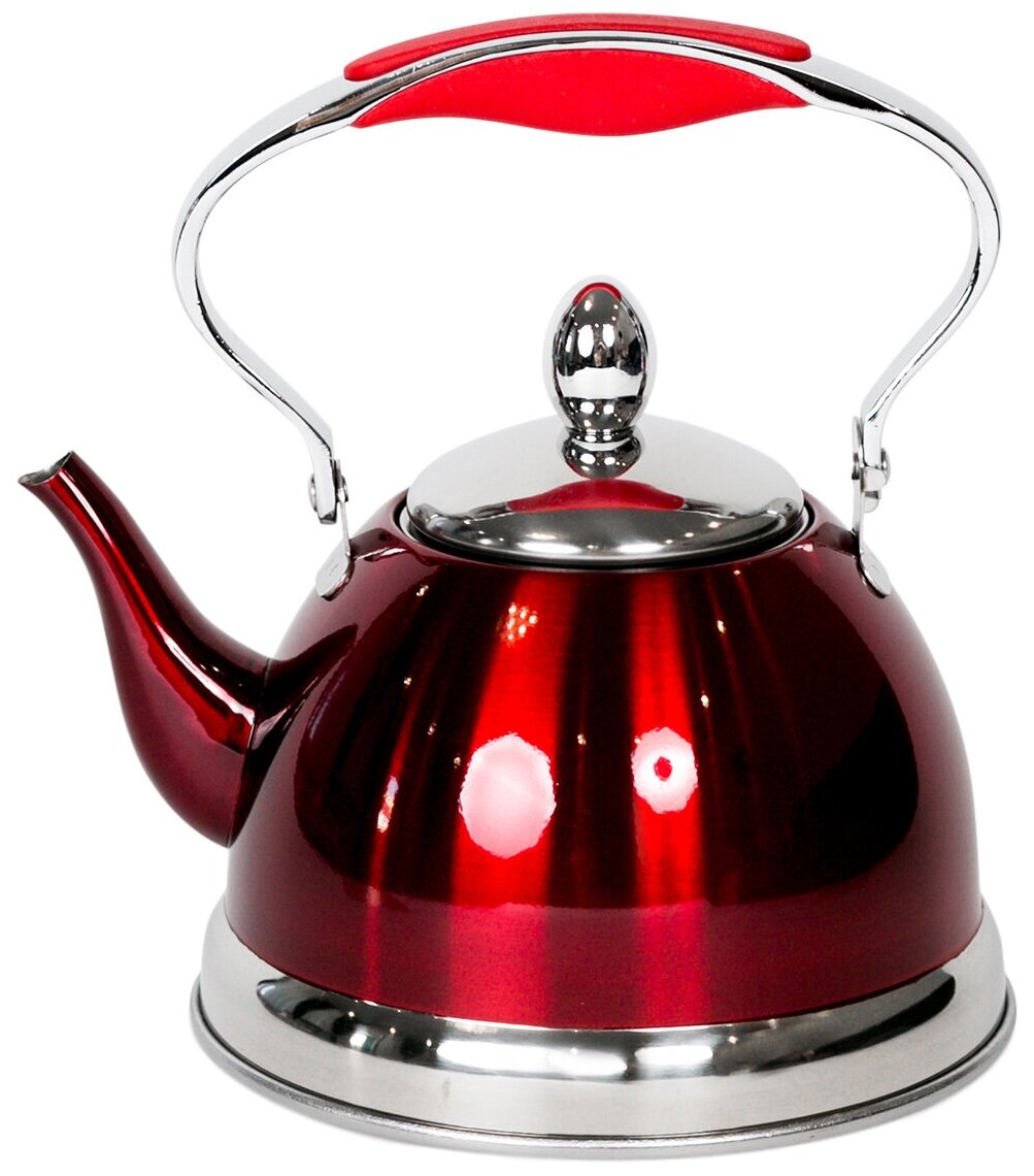 Чайник для плиты ASTIX SWK-400 заварочный с сито, объём 1 л, диаметр 14 см, красный - фотография № 2