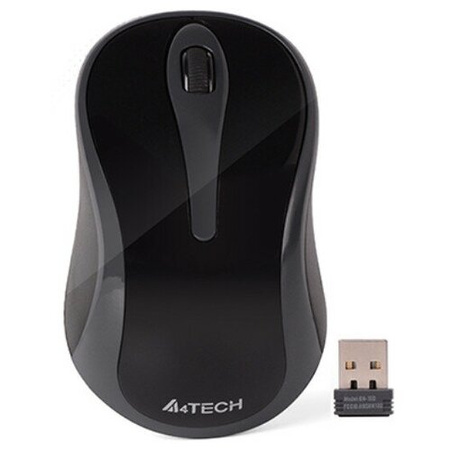 Мышь компьютерная A4 V-Track G3-280A, беспроводная, 1000dpi, серый/черный мышь a4tech g3 280a glossy grey