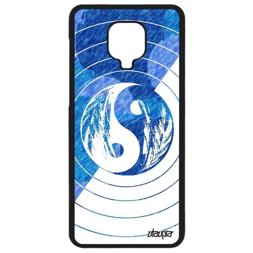 фото Противоударный чехол на смартфон // xiaomi redmi note 9 pro // "инь и ян" черное и белое yin and yang, utaupia, голубой