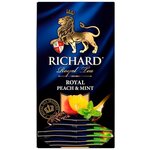 Чай черный Richard Royal Peach & Mint в пакетиках, персик и мята - изображение