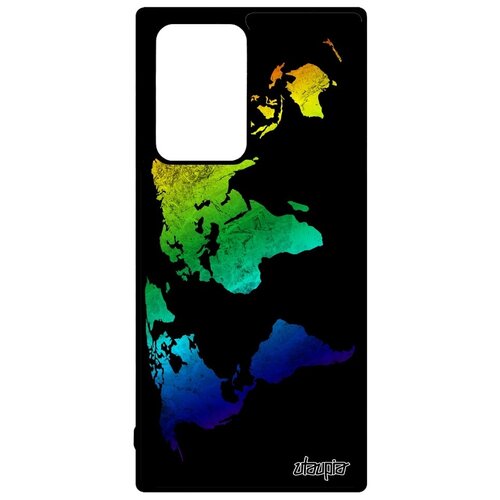 фото Необычный чехол для смартфона // galaxy note 20 ultra // "карта мира" дизайн земля, utaupia, черный