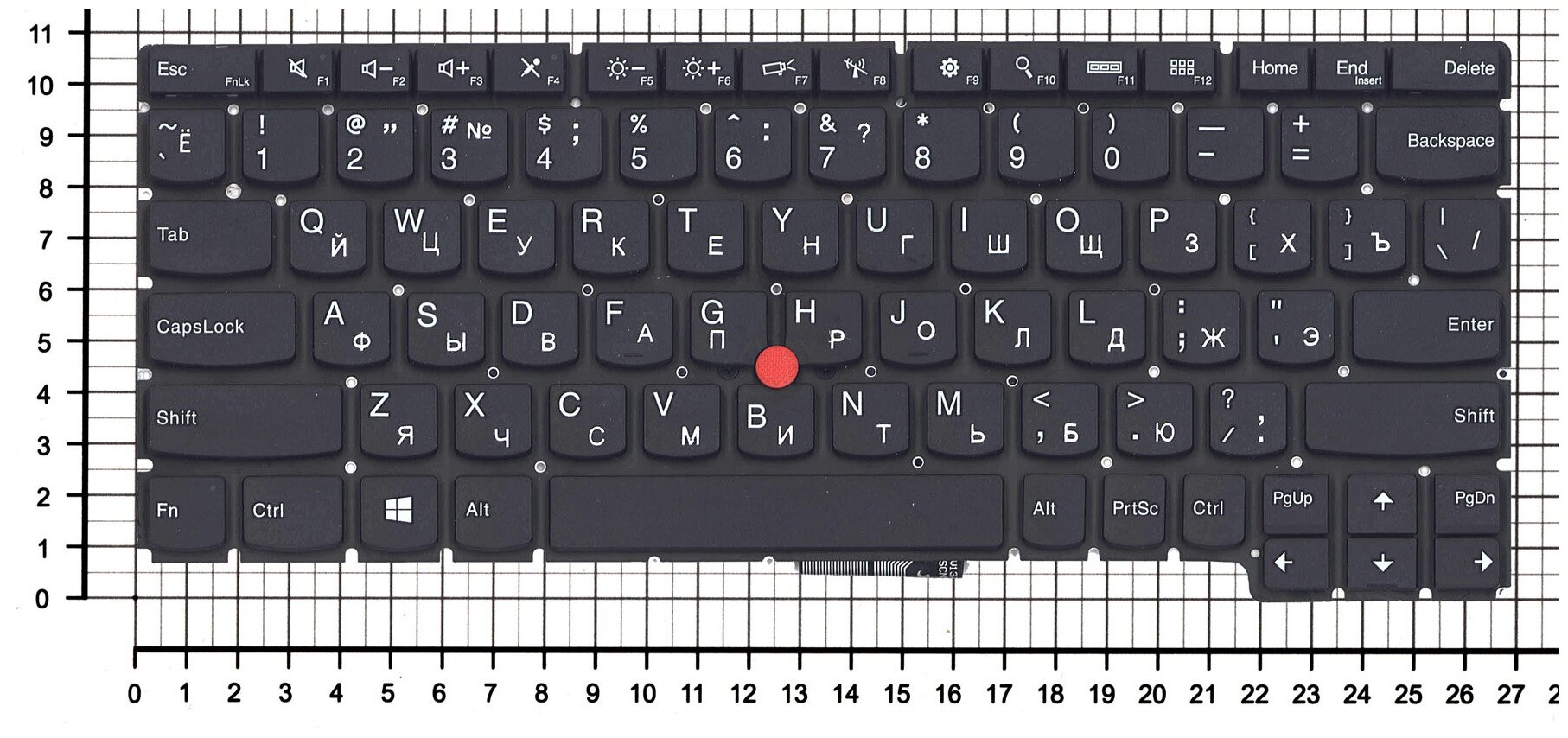 Клавиатура для ноутбука Lenovo 04Y0077 черная без рамки со стиком