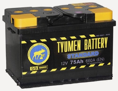Изображение товара Аккумулятор автомобильный TYUMEN BATTERY STANDARD 75 А/ч 660 А прям. пол. Росс. авто (278x175x190)