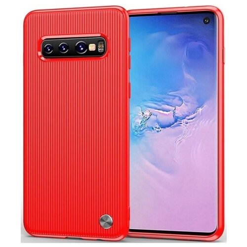 фото Чехол carbon для samsung galaxy s10 серия вертикаль | красный