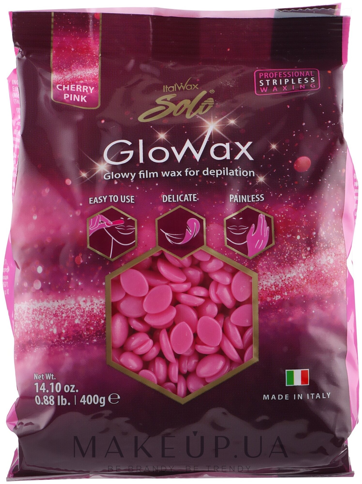 Воск горячий (пленочный) ITALWAX SOLO GLOWAX Вишня гранулы 400гр