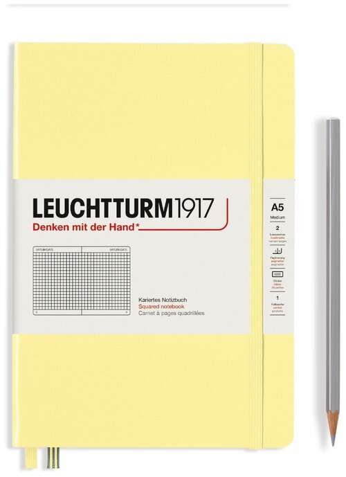 Блокнот Leuchtturm Smooth Colours А5 (в клетку) 125л ванильный твердая обложка