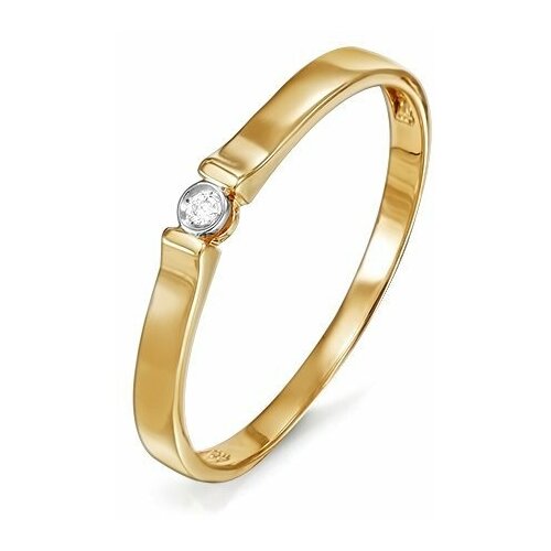 Кольцо Del'ta, красное золото, 585 проба, бриллиант, размер 16.5