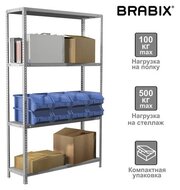 Стеллаж Brabix металлический "MS KD-185/50-4", 1850х1000х500 мм, 4 полки, сборная стойка, 291116, S240BR145402