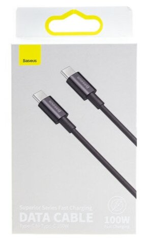 Data кабель USB Baseus, CATYS-B01 Type-C to Type-C, 100W, 1м черный