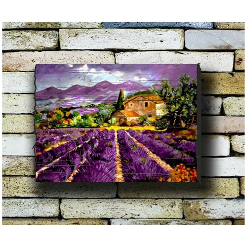 Картина на досках 'Прованс. Лаванда. Пейзаж 4'