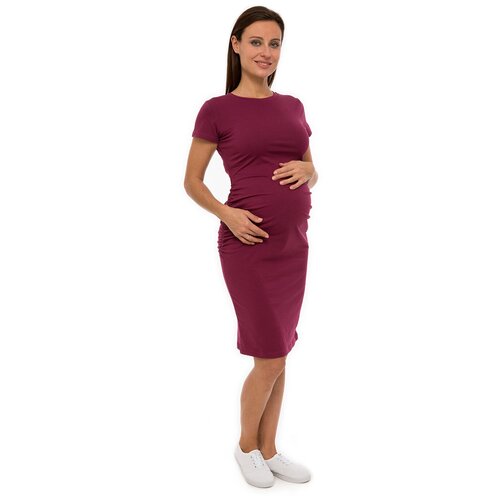 Платье Lunarable для беременных с коротким рукавом малиновый, размер 48(L)
