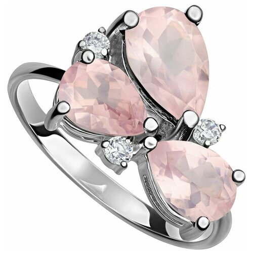 Кольцо Lazurit Online, серебро, 925 проба, кварц, размер 22.5, розовый серебряные серьги с розовым кварцем натуральный покрытие палладий