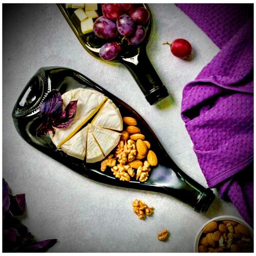 Тарелка бутылка хэндмэйд в подарочной упаковке, менажница, блюдо шампань в подарочной упаковке