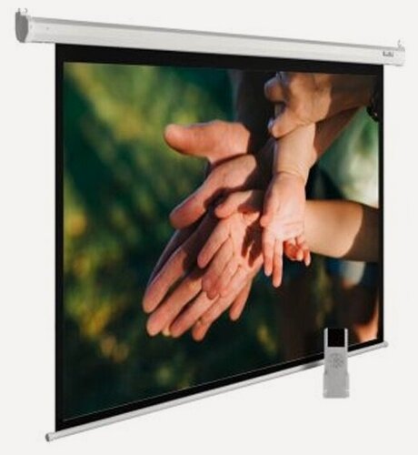 Изображение товара Экран Cactus 280x280см MotoExpert CS-PSME-280x280-WT 1:1 настенно-потолочный рулонный белый (моториз