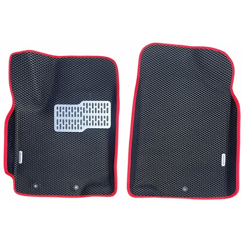 Автомобильные коврики ЕВА EVA ЭВА с бортами 3д 3D / 2 передних коврика для Renault Kaptur 1 рестайлинг 2020-2022 Рено Каптюр черный(ромб)-красный