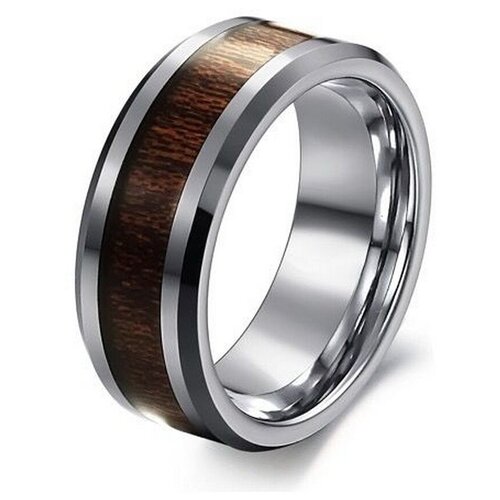 фото Кольцо из стали c карбоновой вставкой под дерево (размер 18,5) 2beman