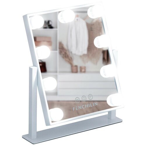 Профессиональное зеркало c подсветкой для макияжа 30х25 см настольное , DC117-7 серия HOLLYWOOD от FENCHILIN