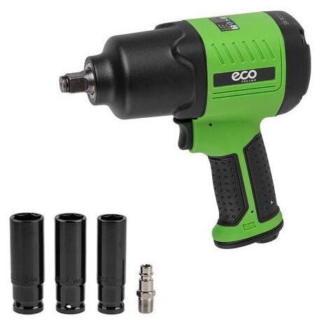 Eco Пневмогайковерт 1/2" AIW-980S (950/1200 Нм (закр./откр.), 3 ступени крут. мом, twin hammer, 7500 об/мин, композитн. корпус)