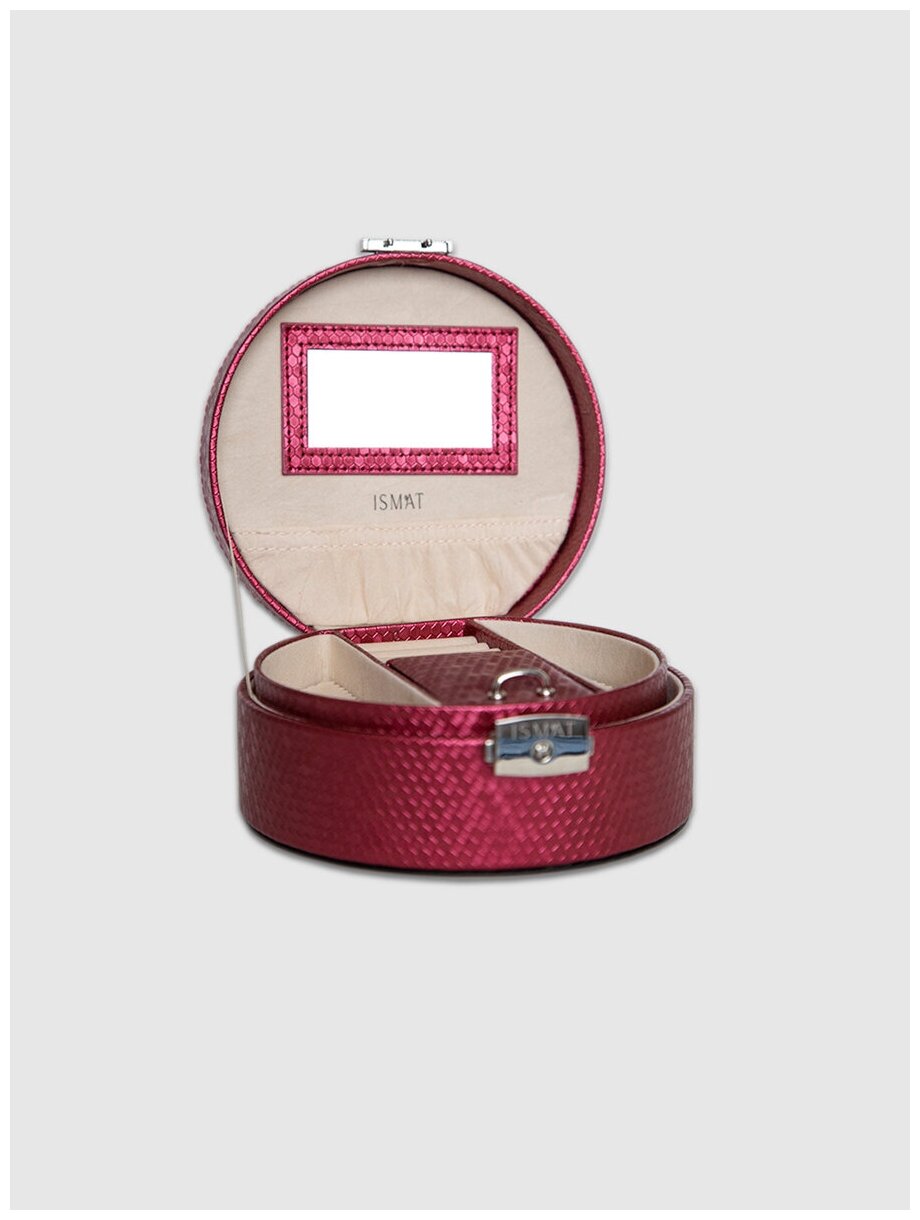 Шкатулка IsmatDecor S-651B-3BR, для украшений, замок, зеркало, рельеф "соты" — фото 1