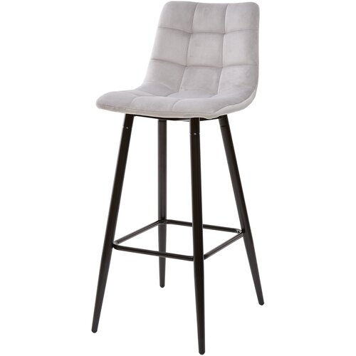 фото Барный стул мс-uf910-02 light grey, велюр/черный каркас yadoma