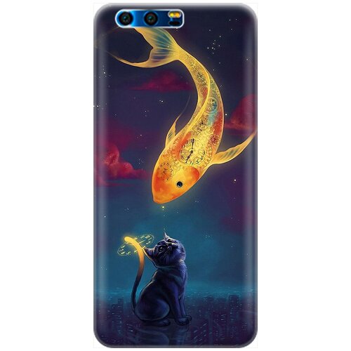 фото Re:pa накладка transparent для honor 9 с принтом "кот и рыбка"