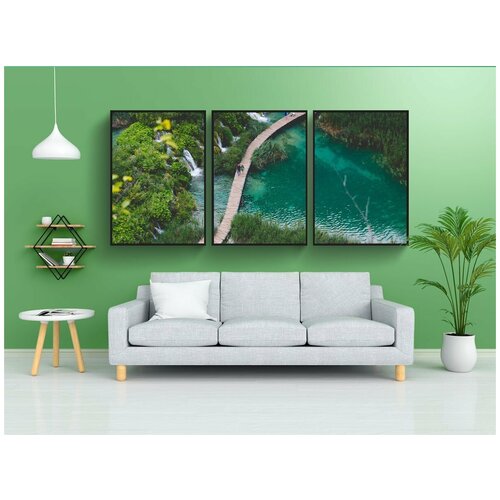 фото Набор модулных постеров для интерьера "plitvice, озера, с высоты птичьего полета" 60x90 см. в тубусе, без рамки lotsprints