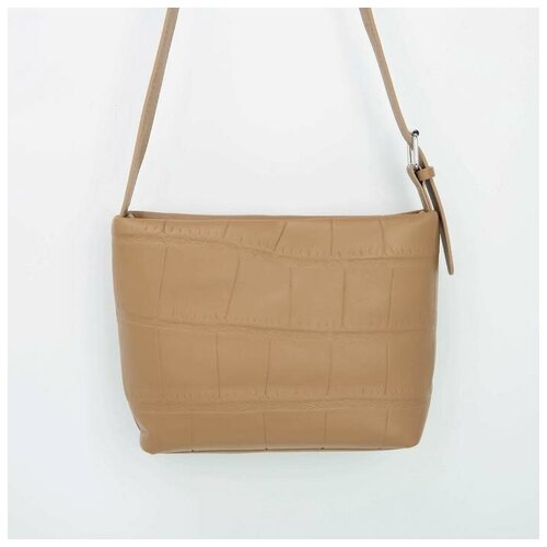 фото Кросс-боди, отдел на молнии, длинный ремень, цвет бежевый нет бренда