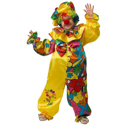 фото Костюм клоун сказочный детский батик 34 (140 см) (комбинезон, берет, внутренний каркас, парик, нос)