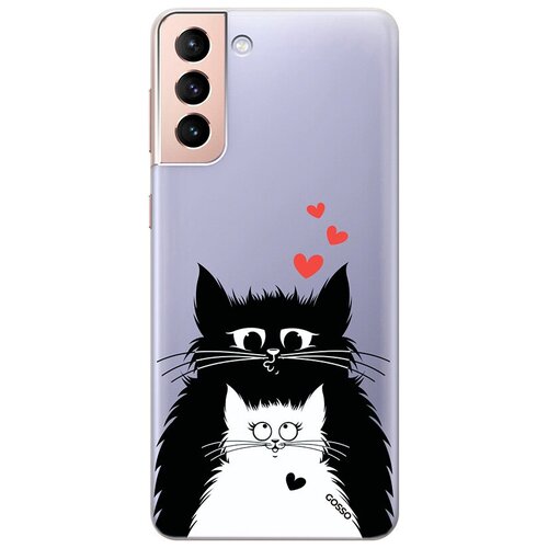 Ультратонкий силиконовый чехол-накладка ClearView 3D для Samsung Galaxy S21+ с принтом Cats in Love ультратонкий силиконовый чехол накладка transparent для samsung galaxy note 20 с 3d принтом cats in love