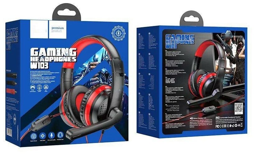 Игровые полноразмерные наушники Gaming Headphones 03 / Компьютерная гарнитура / Черно-красный / Наушники для компьютера / Для игр