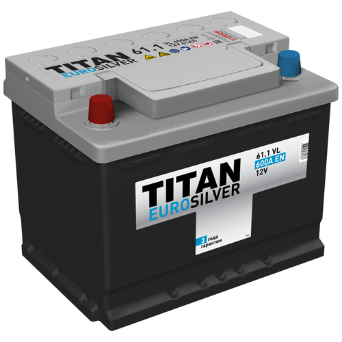 Аккумулятор автомобильный Titan Euro Silver 6СТ-61 прям. 242x175x190