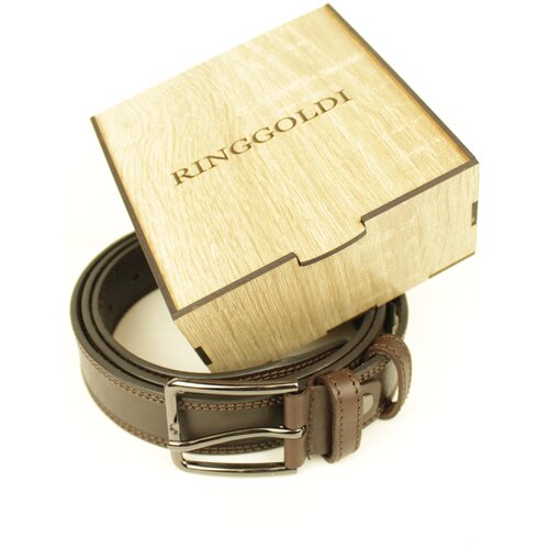 фото Кожаный мужской ремень, 121 см, коричневого цвета ringgoldi