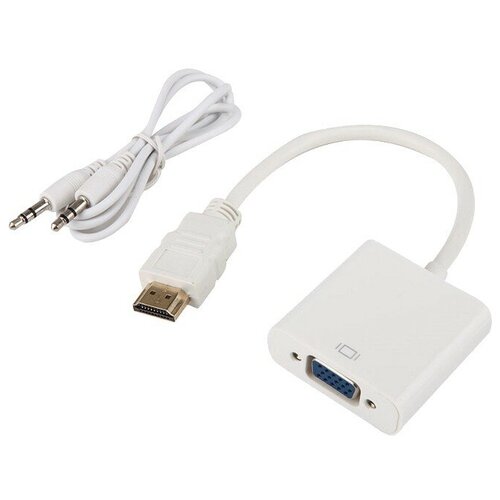 Aдаптер переходник с HDMI на VGA с кабелем AUX Fixtor OT-5169 белый в пакете