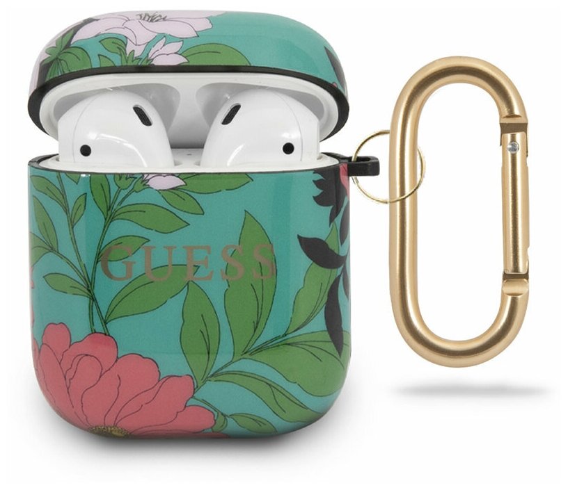 Чехол Guess для Airpods TPU case with ring Flower N.1 Green