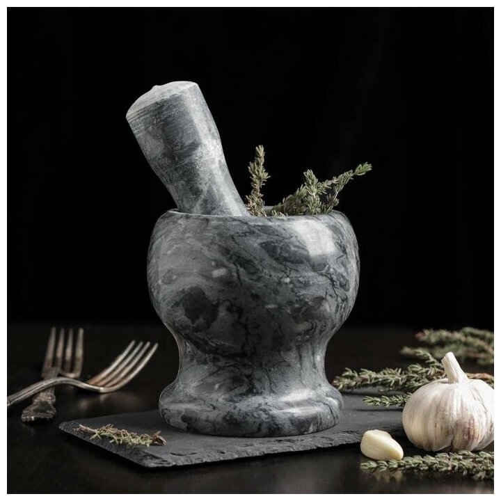 фото Ступка с толкушкой «Мрамор», из натурального камня