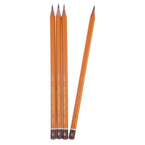 Набор чернографитных карандашей 4 штуки Koh-I-Noor, профессиональных 1500 B3, заточенные (786597) набор профессиональных чернографитных карандашей 4 штуки koh i noor 1500 h3 заточенные 786596