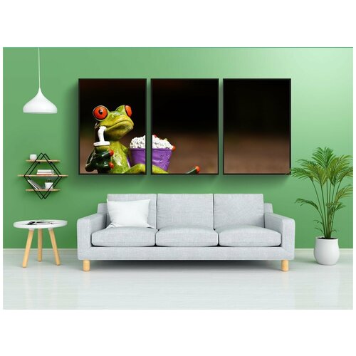 фото Набор модулных постеров для интерьера "лягушка, кинотеатр, попкорн" 60x90 см. в тубусе, без рамки lotsprints