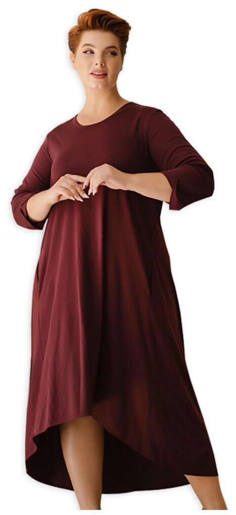 Платье Katarini Shop, повседневное, классическое, трапециевидный силуэт, макси, размер 50-52, красный, бордовый